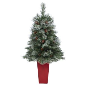 Nearly Natural T2266 55Inch Snowed French Alps Mountain Pine Artificial Christmas Tree With 237 Bendable Branches 