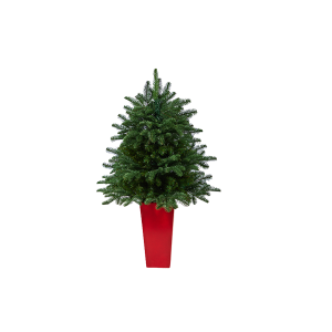 Nearly Natural T2322 3.5 Ft South Carolina Spruce Artificial Christmas Tree With 458 Bendable Branches In Red Tower Planter